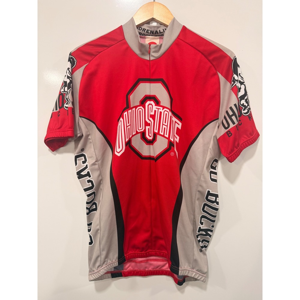 World Jerseys Ohio State Buckeyes Cycling Jersey Mens XL Red Grey Brutus Biking